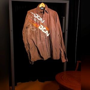 Vintage Don Brown Sz L Graphic Button Down Shirt